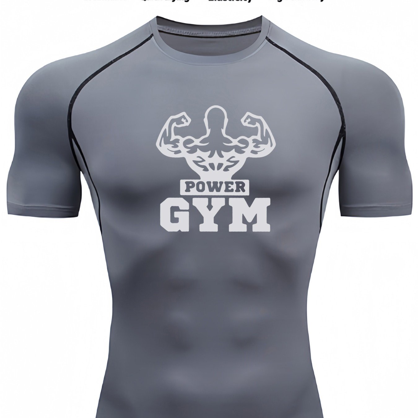 TEMU Men's Gym Printed Sports Short Sleeve T-shirt, Regular Summer Casual Athletic Tee, Moisture-wicking + Breathable Quick-dry, Stretch Fabric Fits