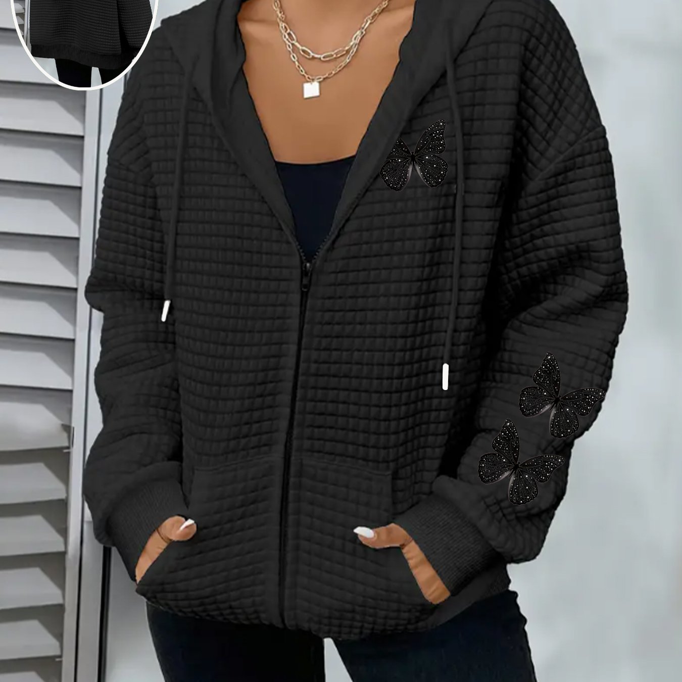 TEMU New Stylish And Comfortable Plus-size Women's Waffle Jackets, Plus-size Women's Zip-up Hooded Casual Lightweight Jackets, Plus-size Women's