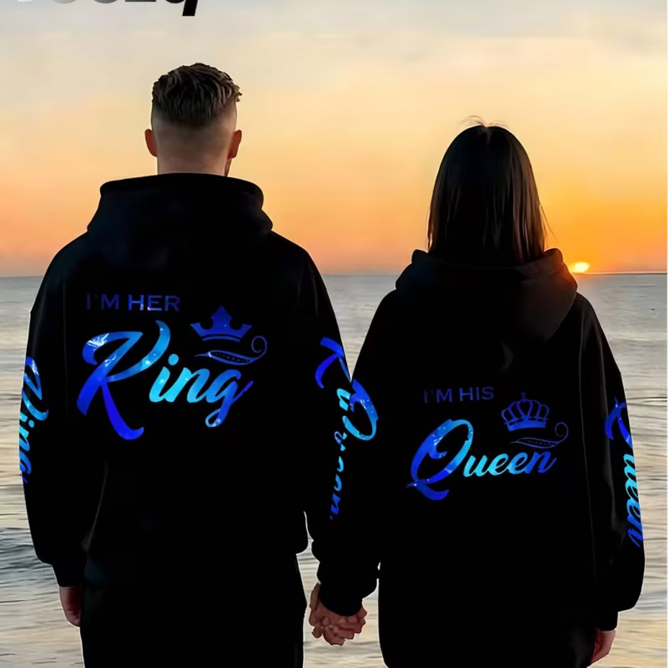 TEMU 2pcs Couple' Print New Drawstring Sweatshirt With Kangaroo Pocket Hooded Pullover Fashion Trend Sweatshirt - 250g