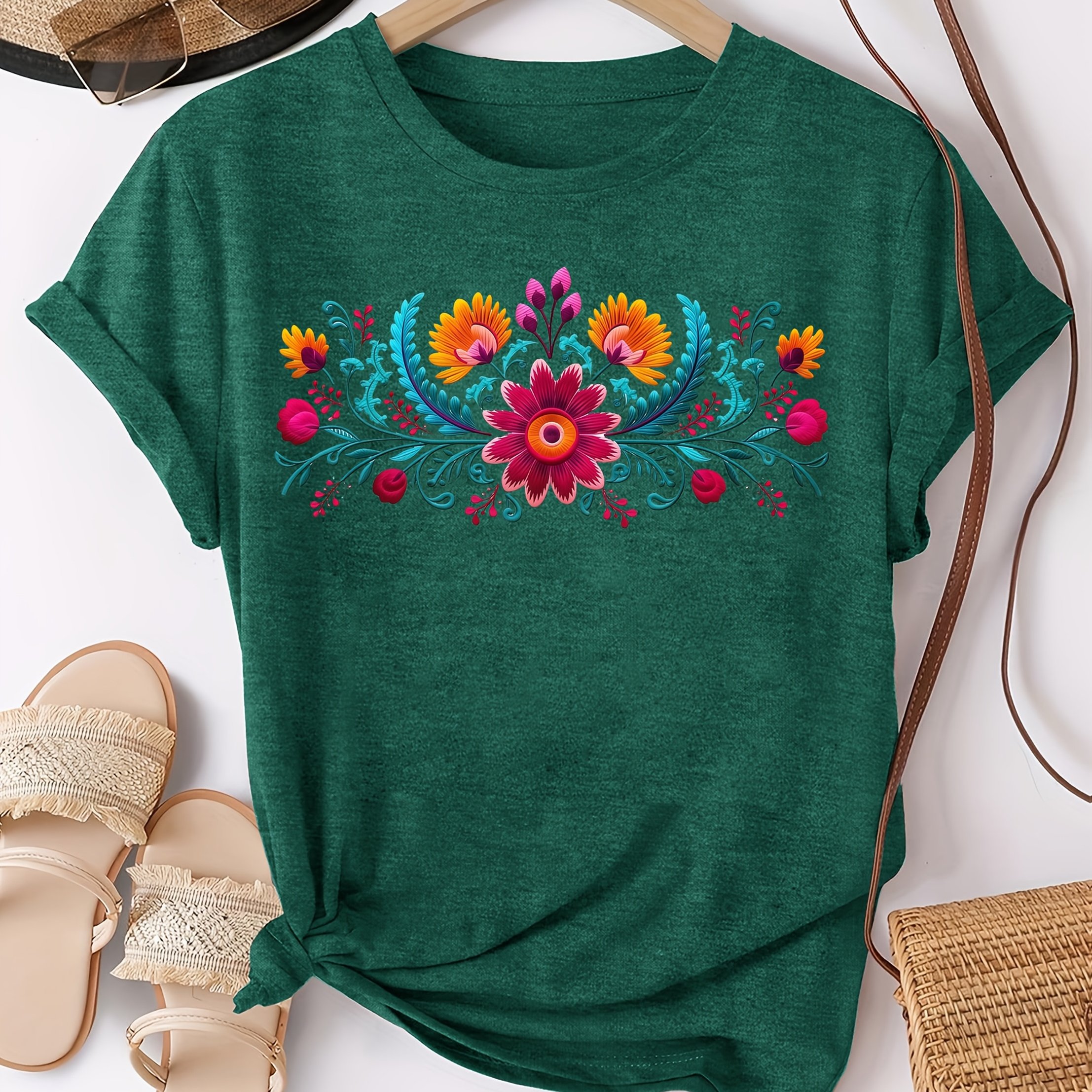 E-shop Damen Vintage Bluse mit lockerer Passform kurzen Ärmeln – Weiches T-Shirt mit Rundhalsausschnitt, geeignet für den , Reisen & Urlaub – Lässiges,
