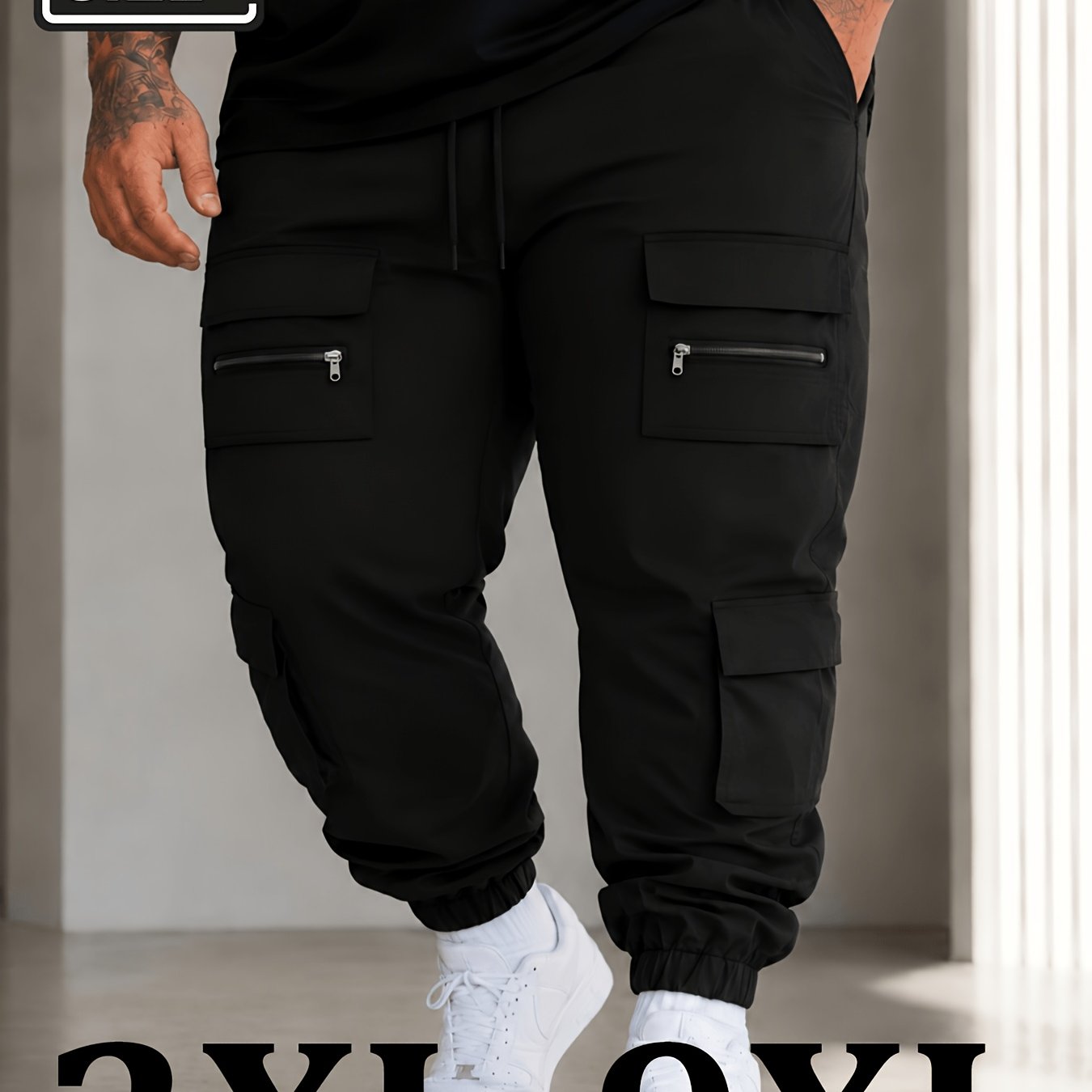 TEMU Plus-size Men's Multi-pocket Casual Cargo Pants, Featuring A Relaxed, Loose-, Suitable For Outdoor Sports, Commuting, Fitness Training, Hiking,