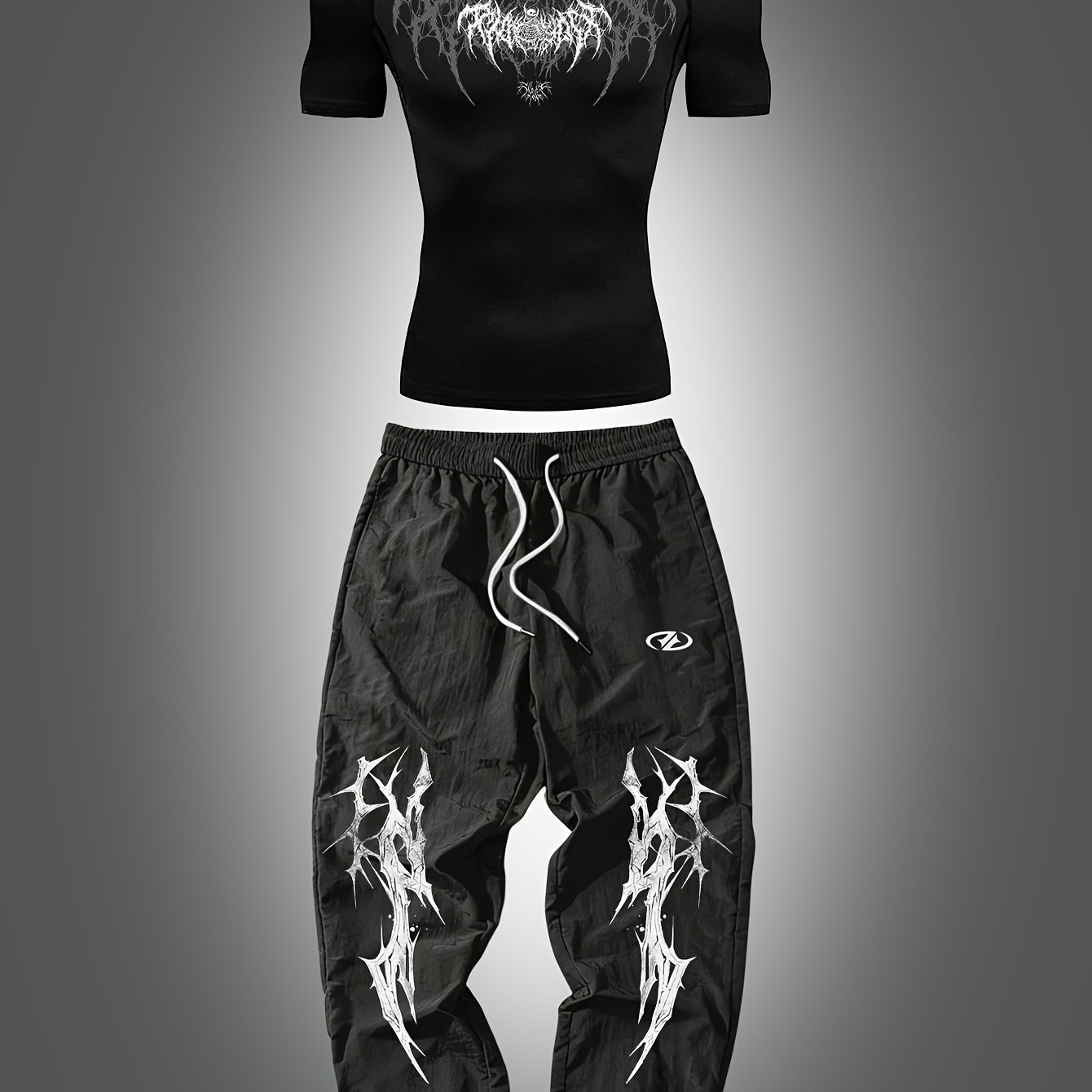 TEMU Men's Fashion Casual Athletic Set, Short Sleeve And Long Pants