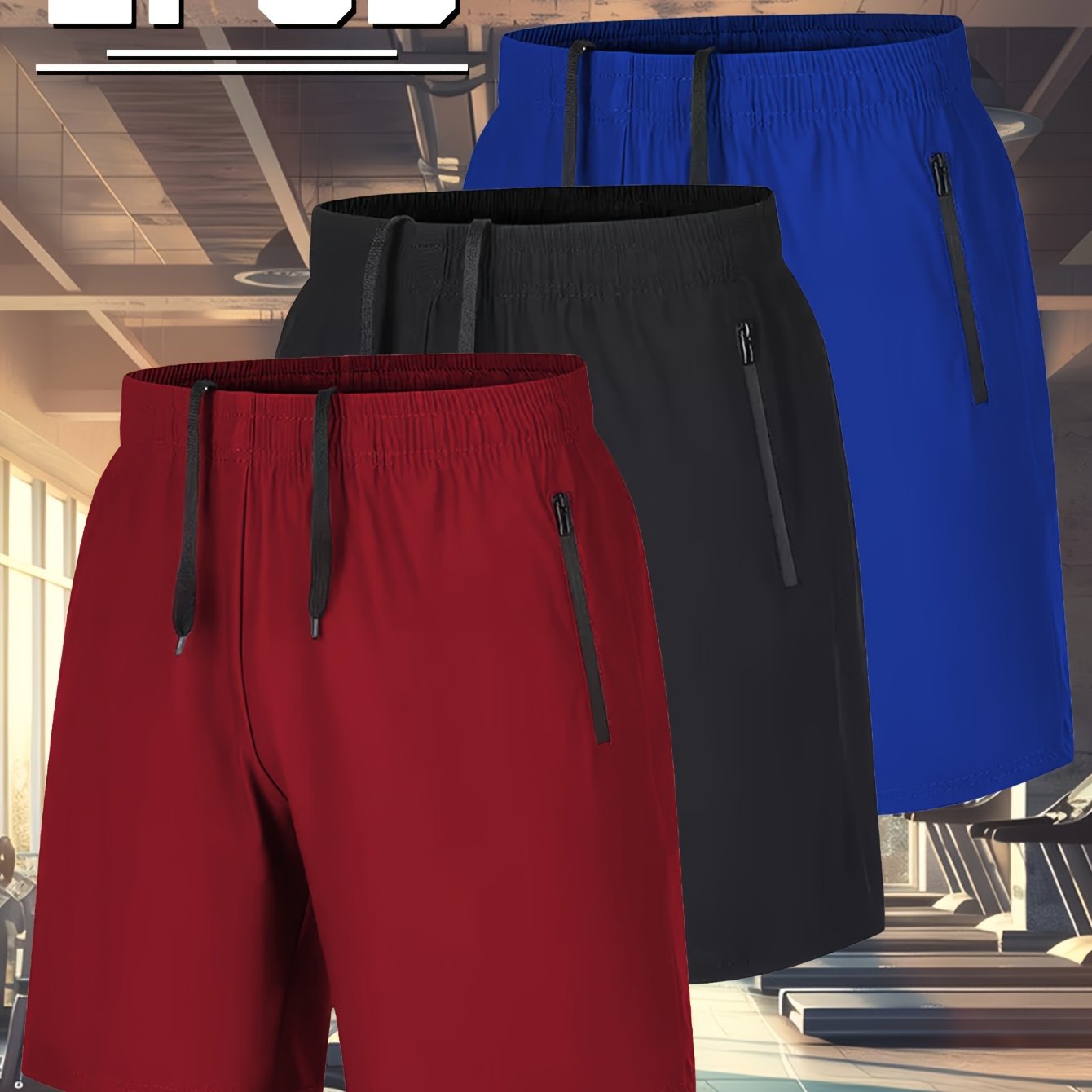 TEMU 3pcs Set Of Spring And Summer Men's Casual Quick-dry Breathable Sports Beach Shorts, Featuring A Slightly Elastic Waistband Design With A