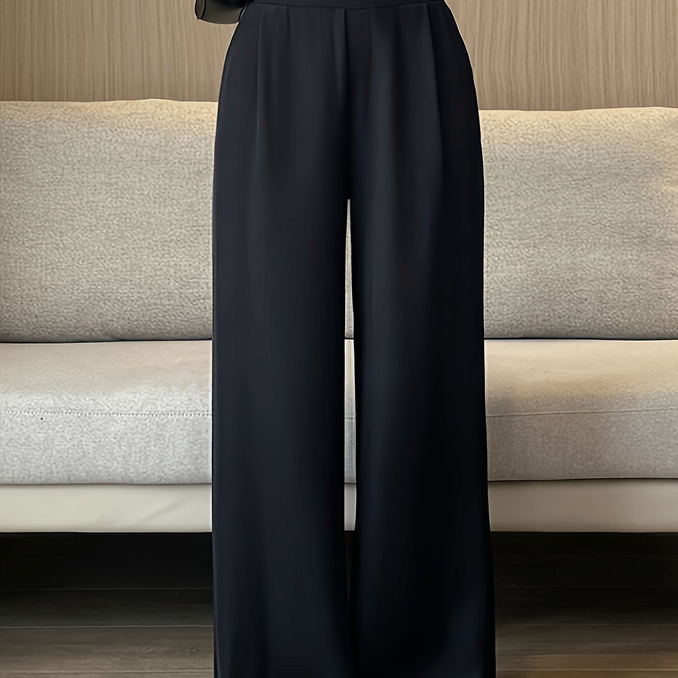 TEMU Women's Fashion Solid Color Loose Fit Casual Long Pants
