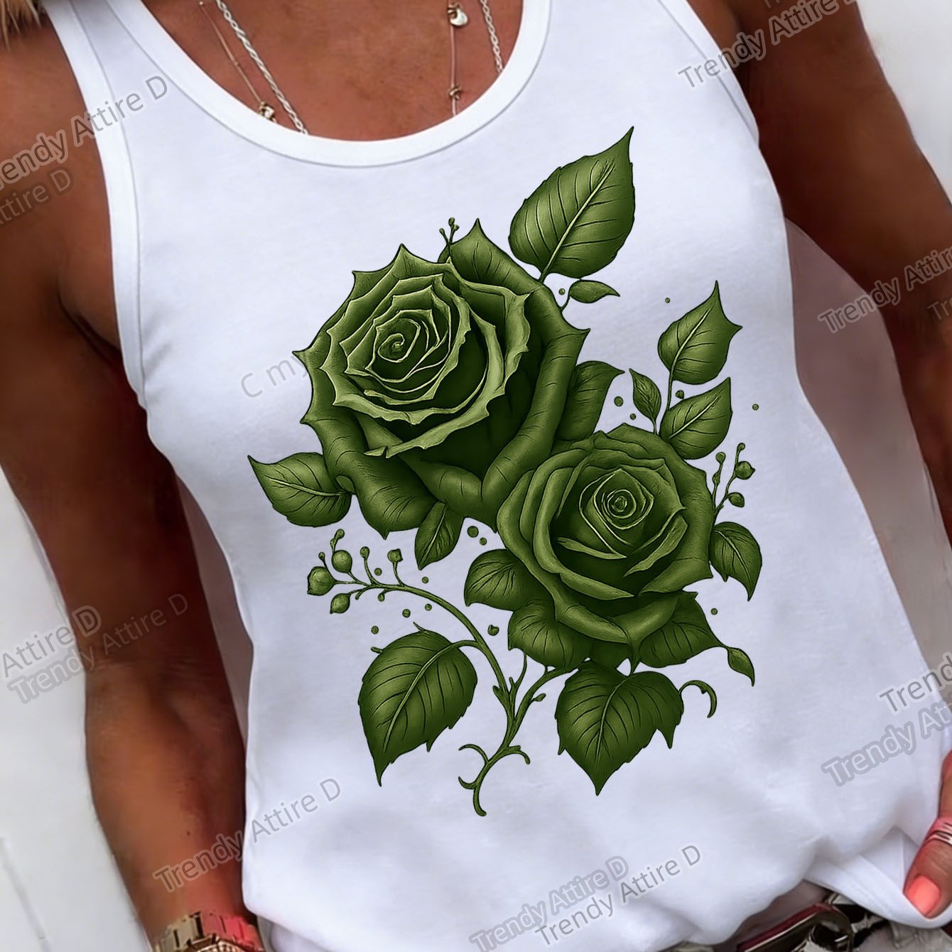 TEMU Elegant Round-neck Vest, Print Round-neck Vest, Fashionable Design Pattern, Holiday Outfits Essential Summer Items Women, Women's Fashionable