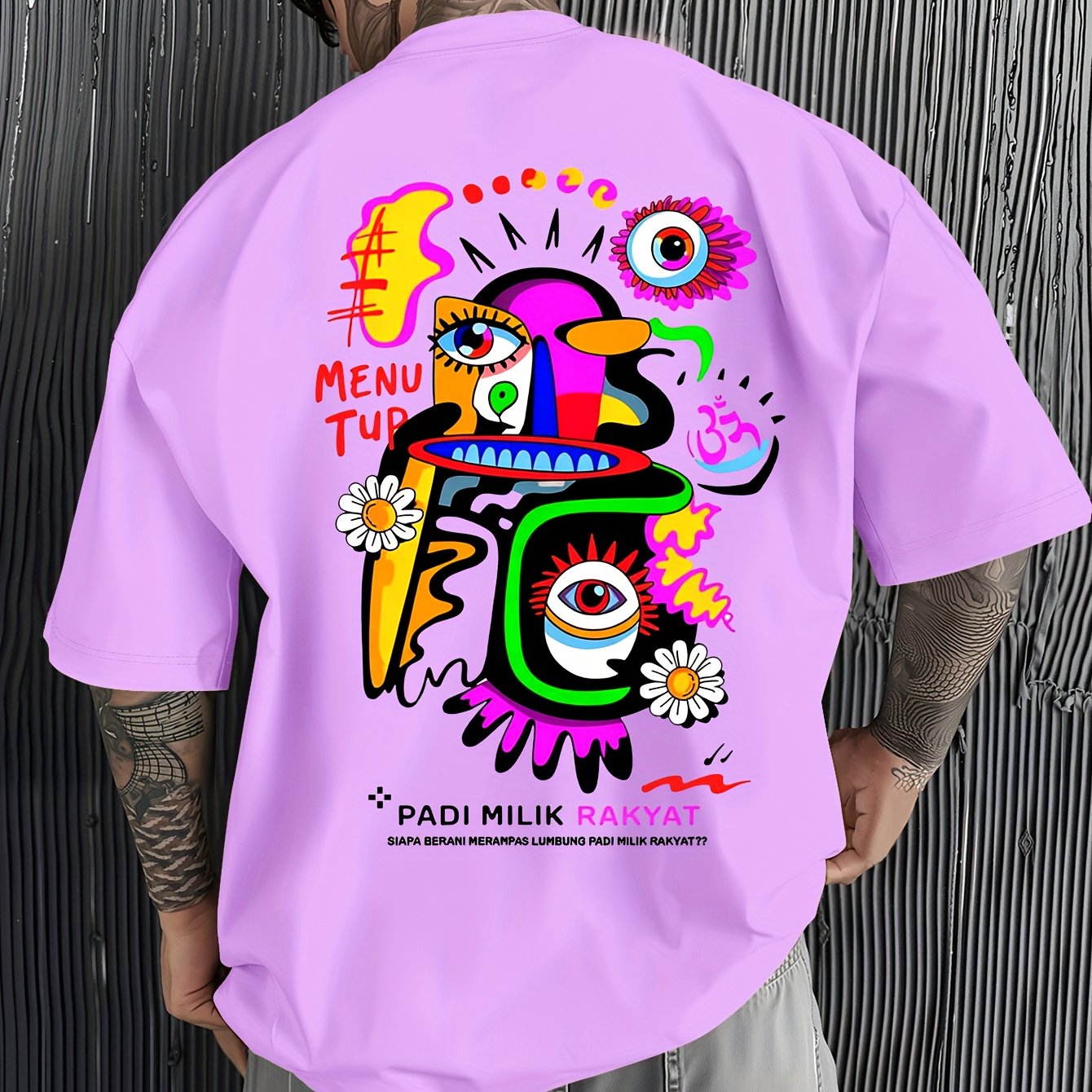 TEMU Abstract Art Graffiti Print Short Sleeve T-shirt - Casual Leisure Street Fashion Style