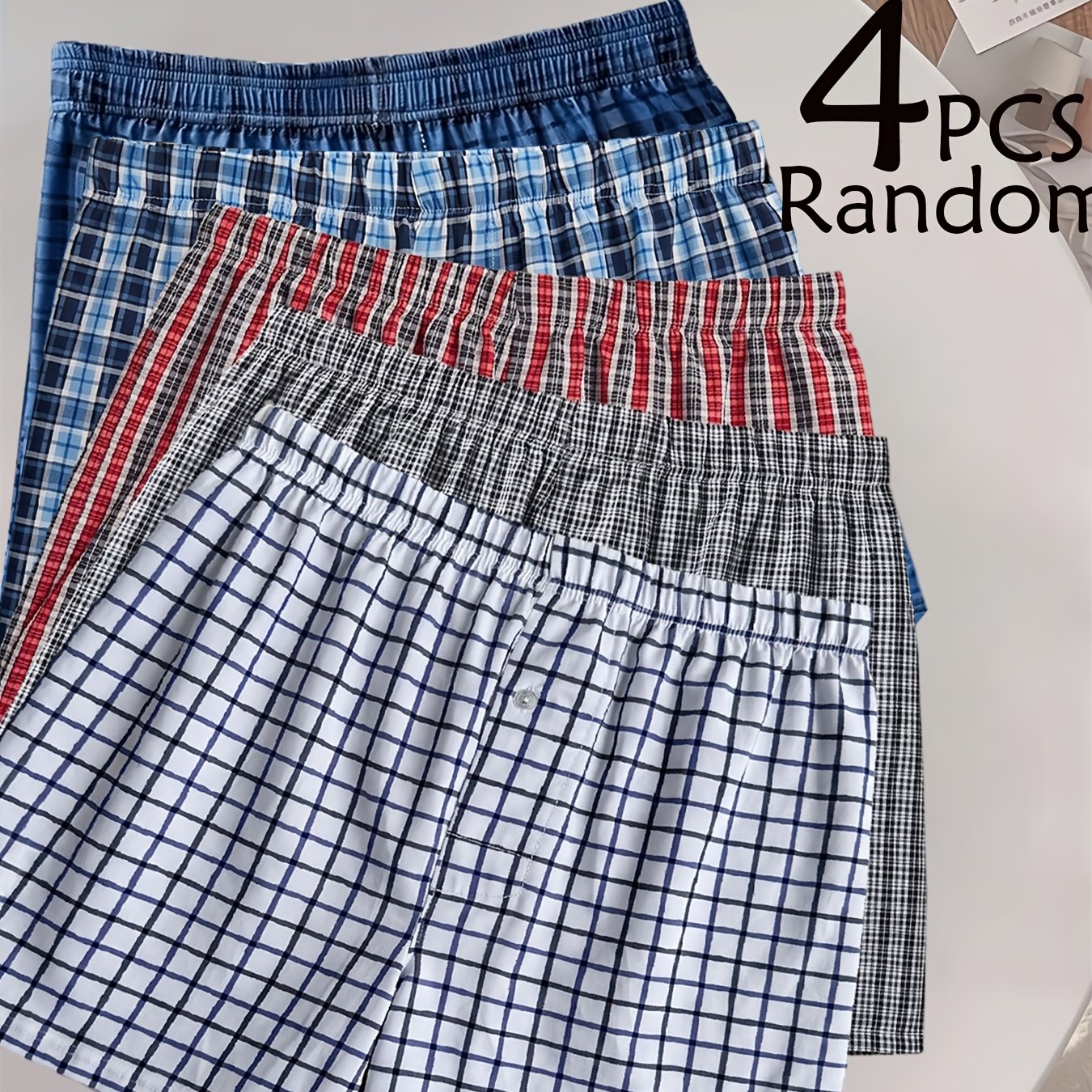TEMU BROVANIC Lot de 4 boxers pour homme, nouveaux boxers à carreaux, confortables, respirants, amples, , adaptés aux loisirs à