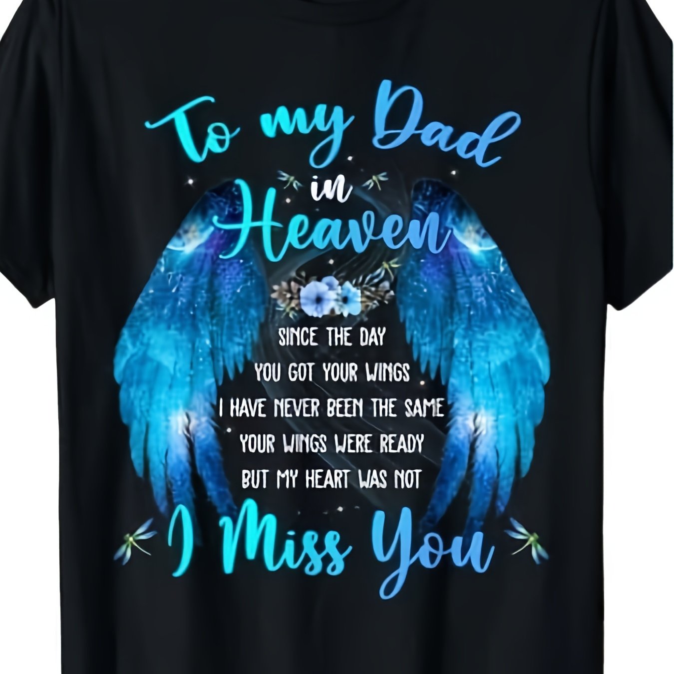 TEMU T-shirt « À mon papa au paradis, manques » - T-shirt commémoratif rétro, confortable, unisexe à col rond, lavable en machine, cadeau pour la