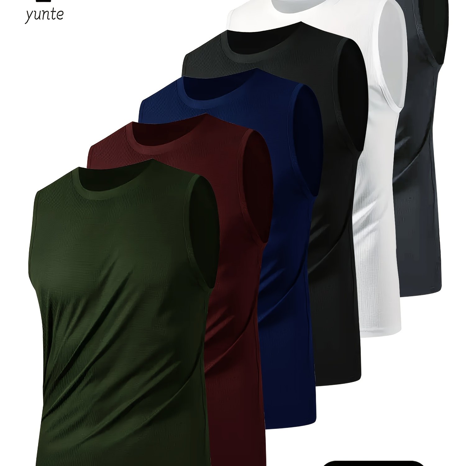 TEMU 6pcs Men's Sporty Breathable Lightweight Sleeveless Tank Tops In 6 Colors: Army Green, Dark Red, Navy Blue, Black, White, Gray. Loose Fit,