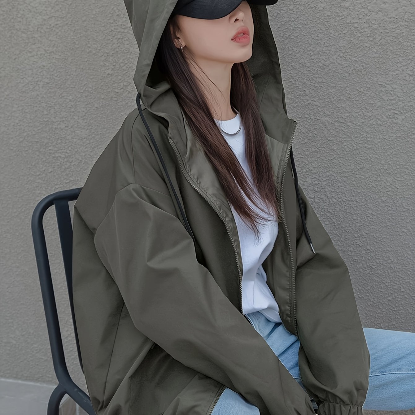 TEMU Versatile Zip-up Hooded Casual Jacket