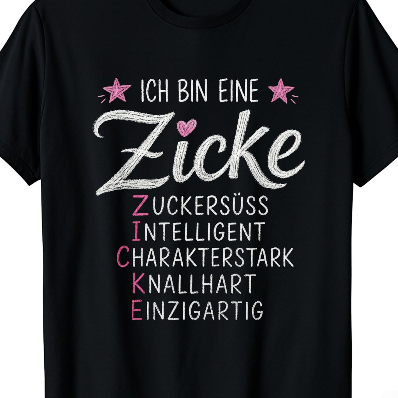 Image of Ich Bin Eine Zicke Zuckeruss Intelligent Charakterstark Knallhart Einzigartig Graphic Print Theme Neutral T Shirt Daily Casual Short Sleeve Fit Casual Attire Tee Gift