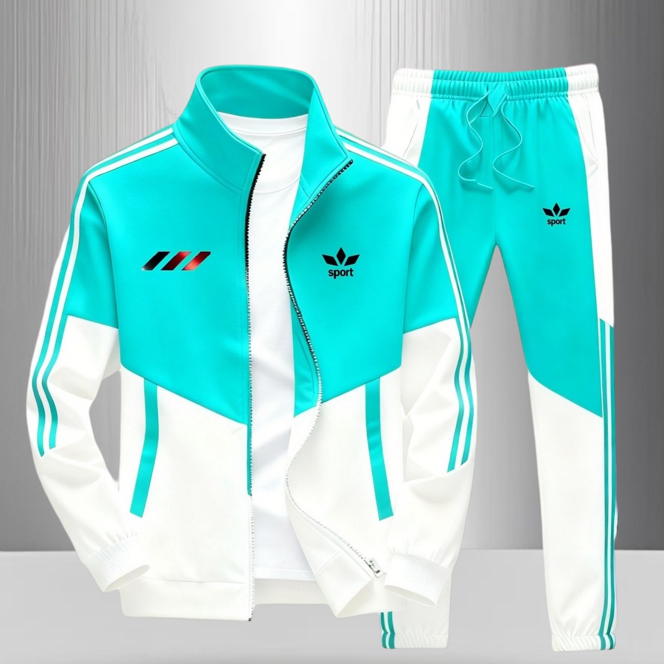 Men's Casual Sportswear 2pcs Set, Long-Sleeve Jacket & Drawstring Pants