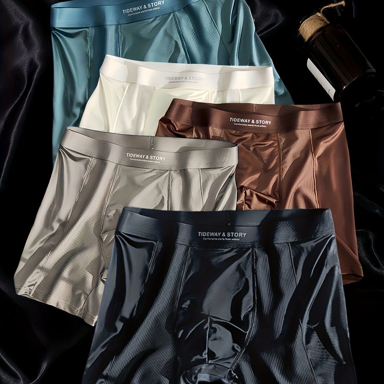 E-shop 5er-Pack nahtlose Herren Mesh Stoff Leichte Luxus Slips Lange Stil Bequeme Quadratische Cut Lange Hosen Pyjama Herren Lange Stil Quadratische
