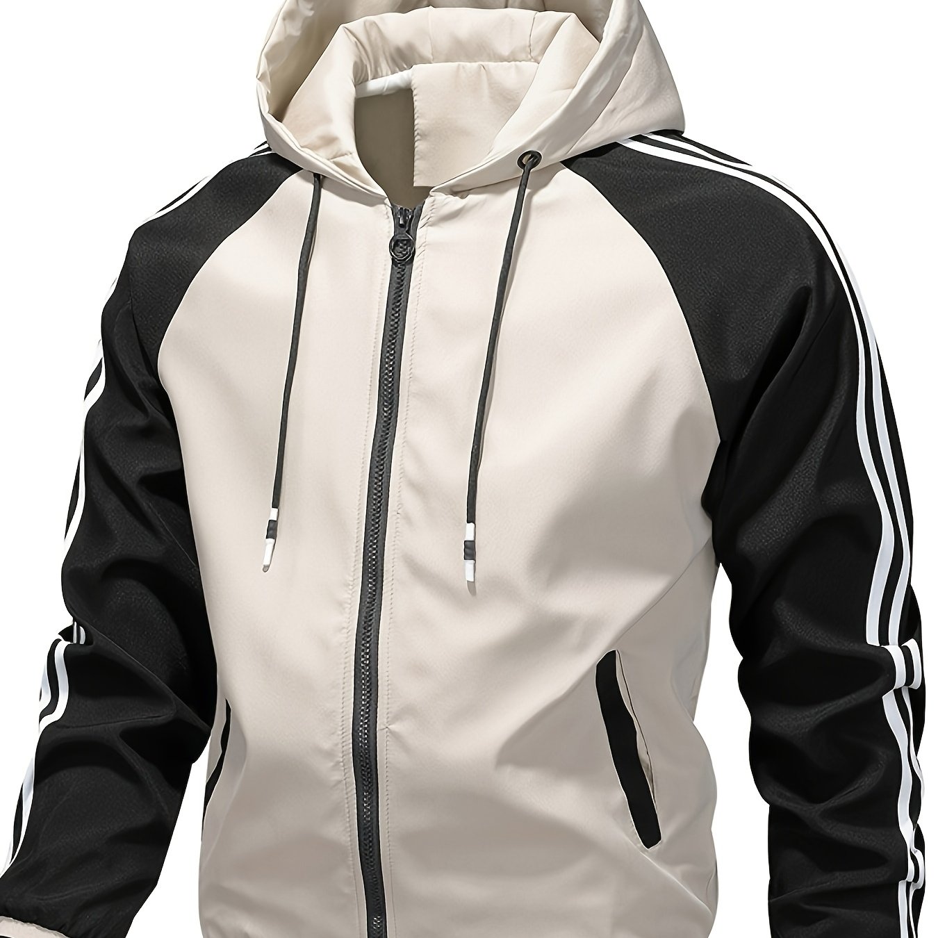 Spring Stream Mid- Spring Autumn Student Coat With Hood And Color-block Trench Coat Jacket