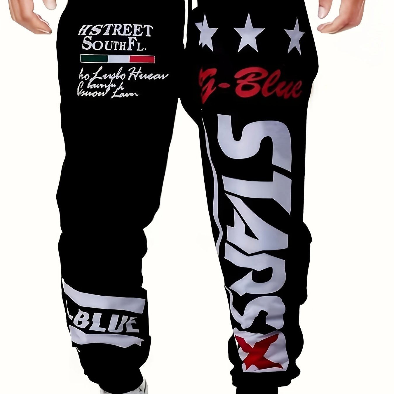 TEMU Spring And Autumn Men's Fashion New Printed Trendy Casual Sports Pants With Letter Print Design, Plus Size