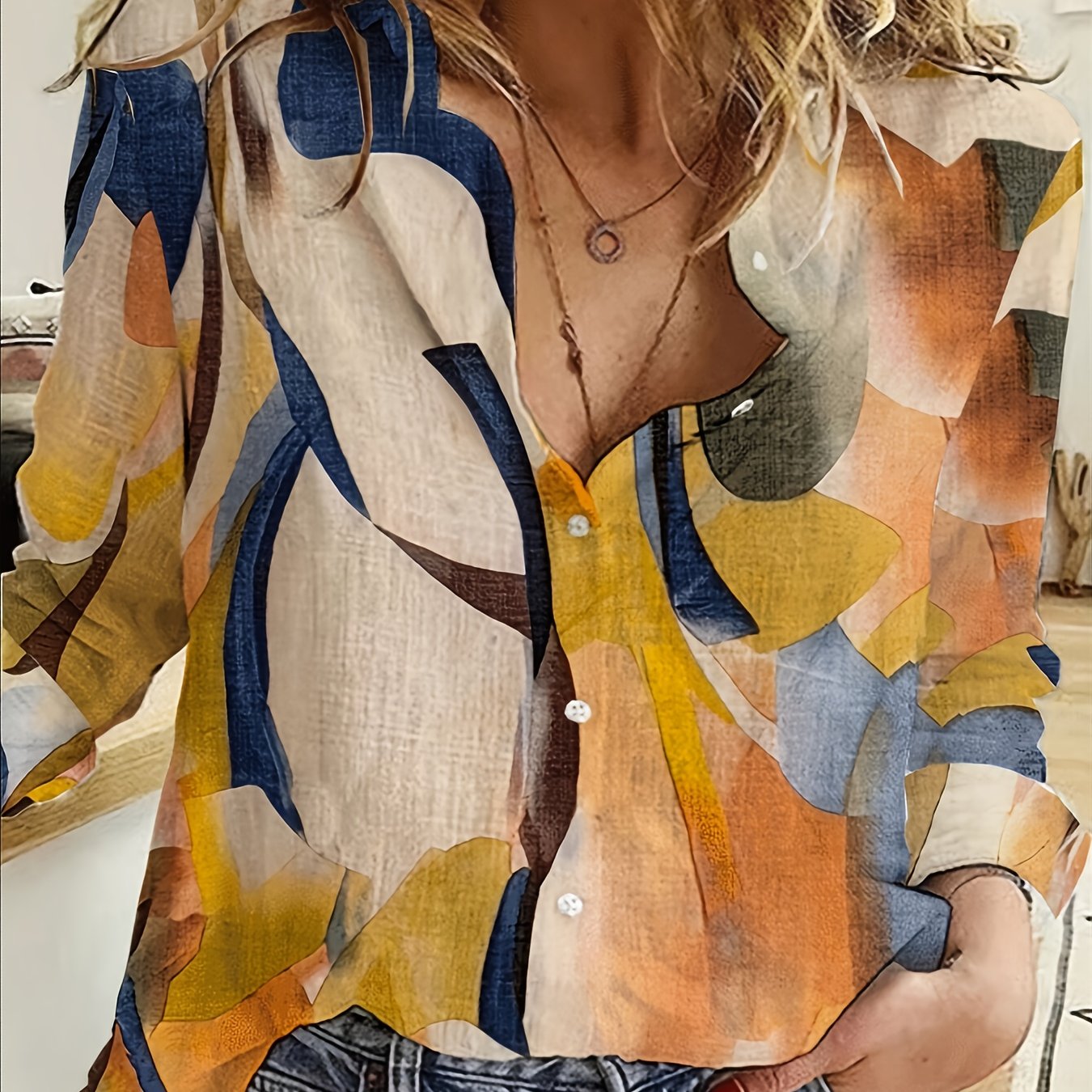 E-shop Neues Damenmode Einreihiges Langarmhemd