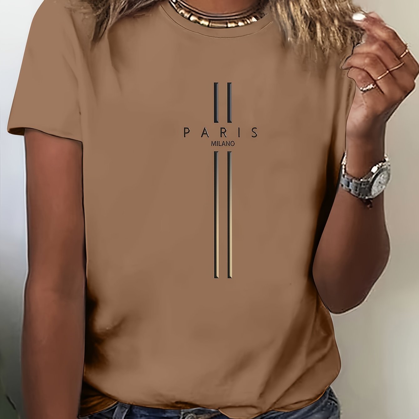 Women's Casual Paris Graphic Tee - Breathable Short Sleeve Crew Neck T-shirt, Machine Washable, Comfortable For , White With Black Lettering, Fashionable & Retro Style, Ladies T Shirts
