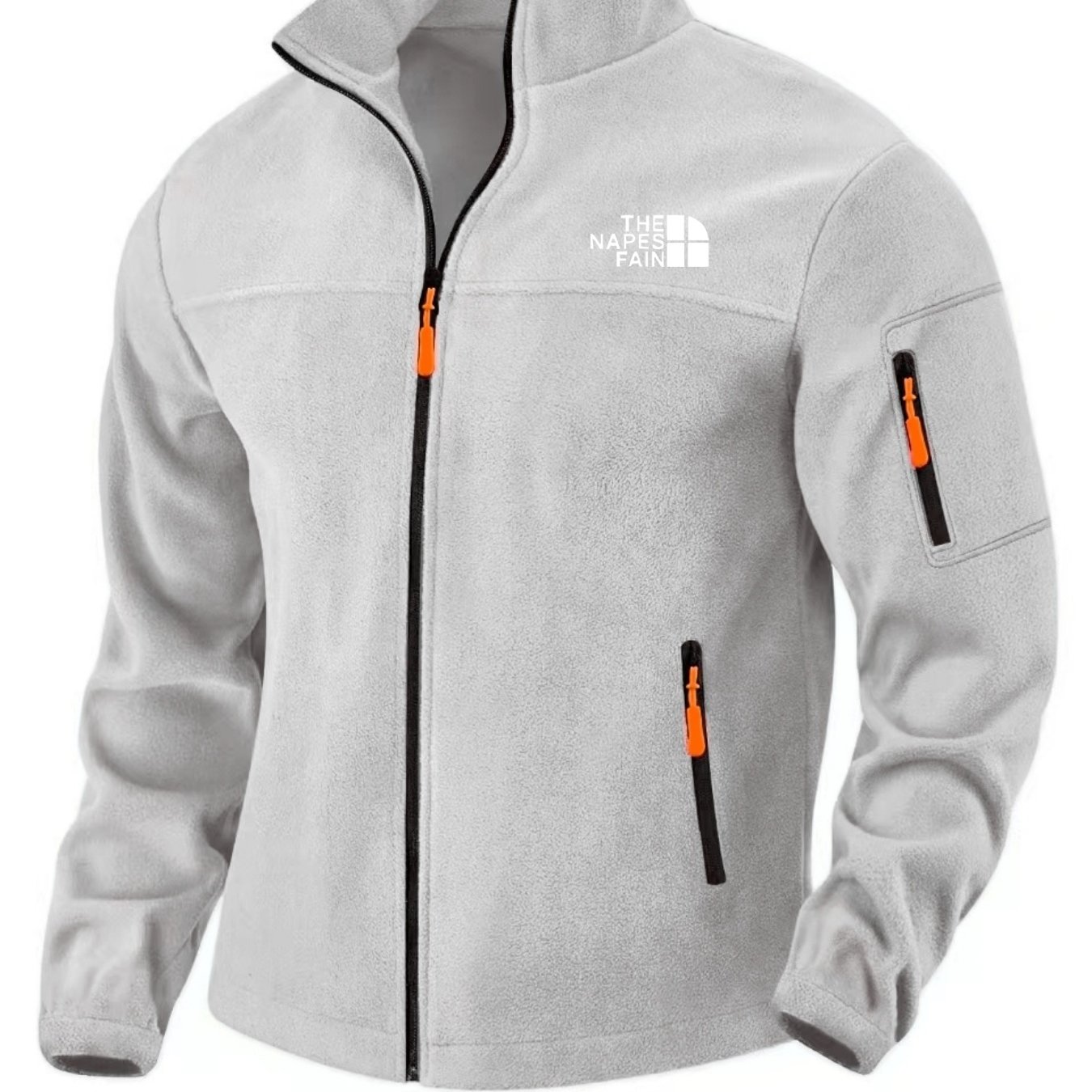 TEMU 2026 's Commuter Fleece Print Jacket Stand Collar Fluorescent Contrast Color Drawstring Arm Independent Pocket Double Side Pockets Driving