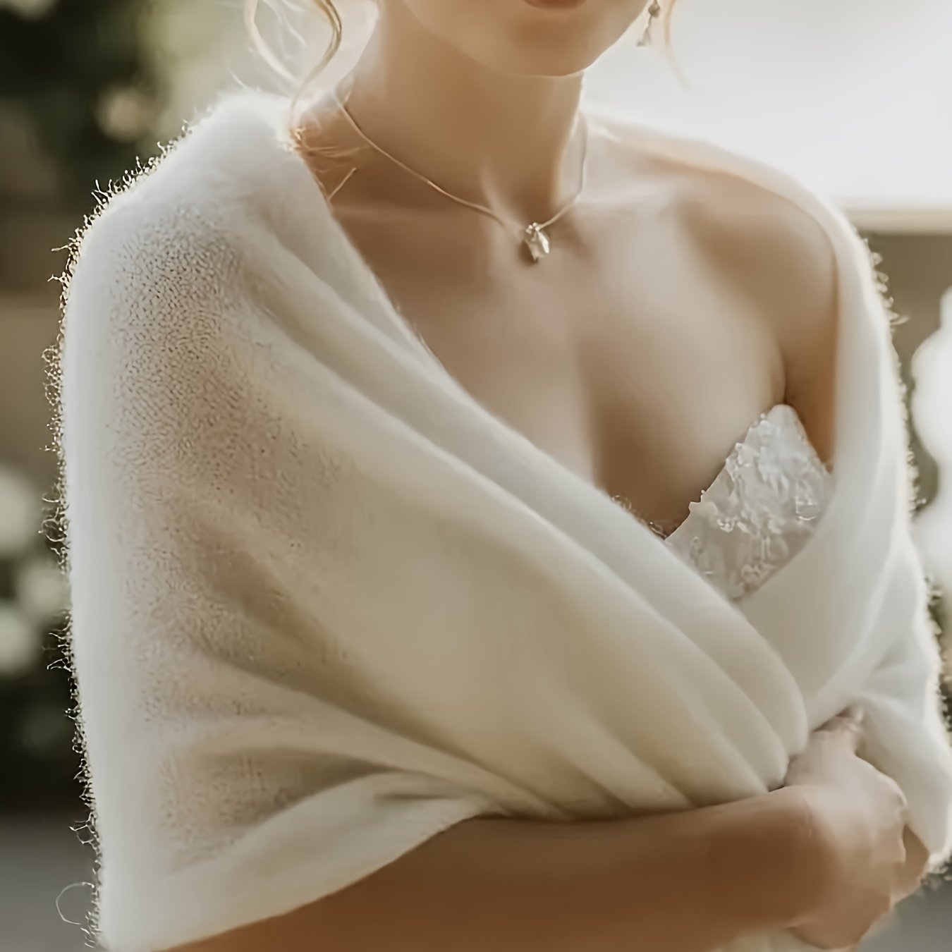 Image of Solid Shawl For Women, Elegant, Ethereal, And Gentle Style Windproof Outer Wrap, Breathable, Lightweight, Loose-fitting Scarf, Versatile Accessory For Dates, Vacations, Weddings, And Bridesmaid Attire