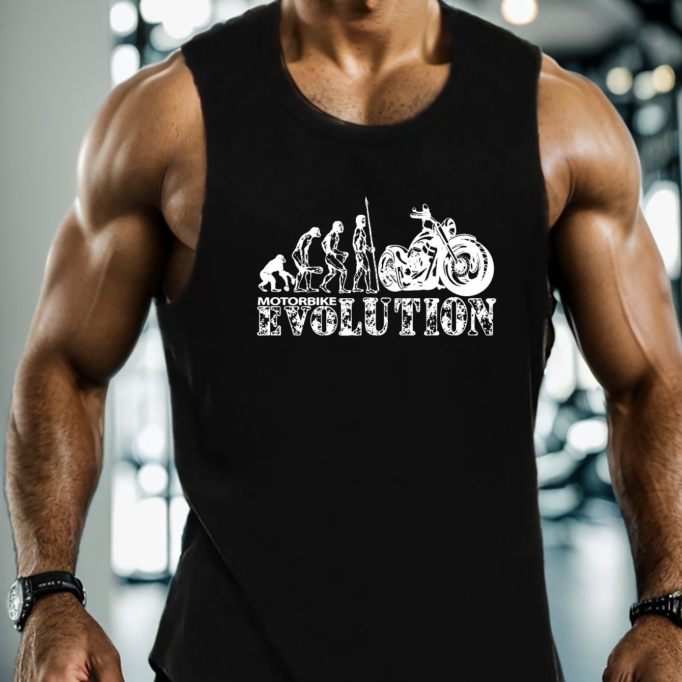 TEMU Motorbike Summer Men's Quick Dry Moisture-wicking Breathable Tank Tops, Bodybuilding Sports Sleeveless Shirts, For Running Training, Men's