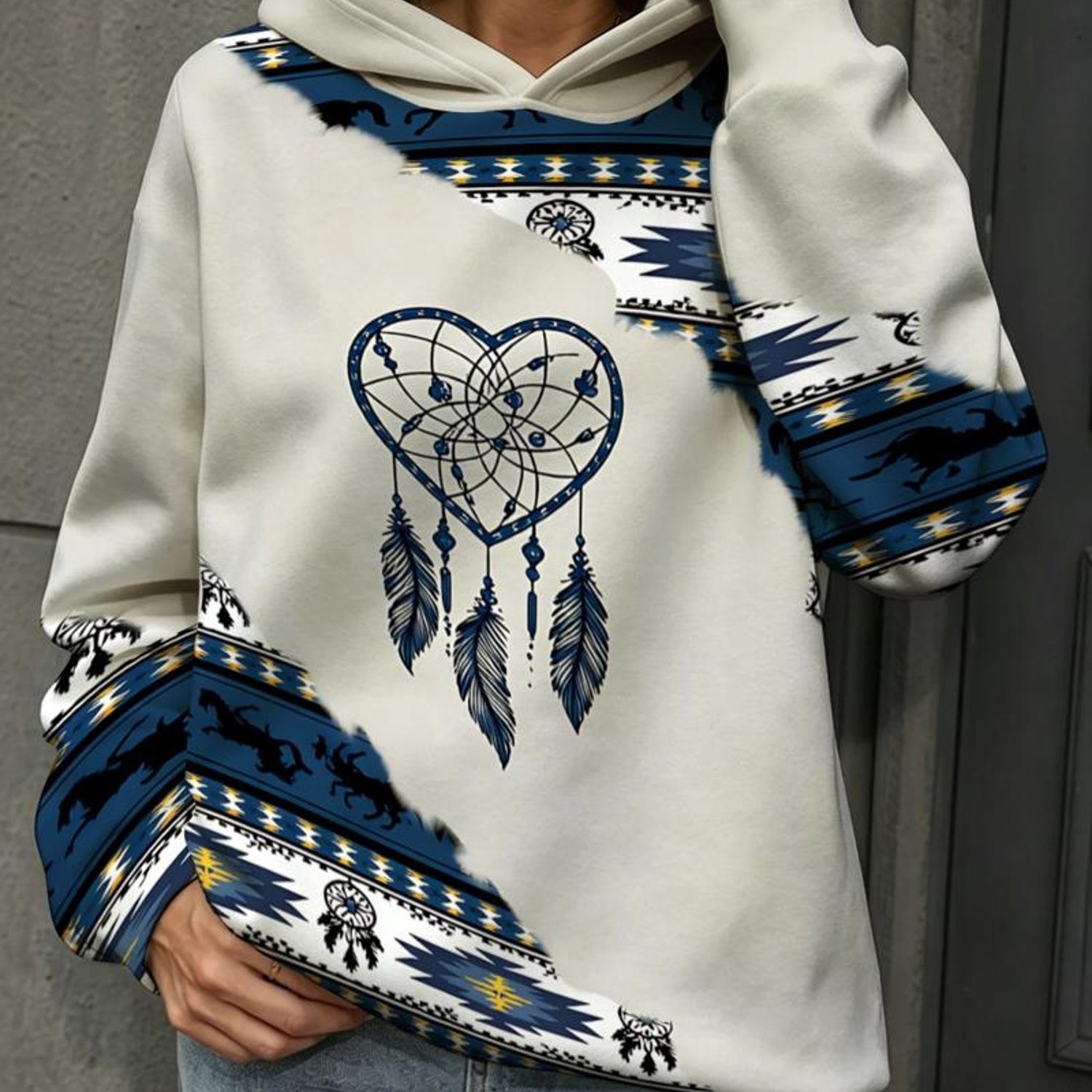 TEMU [printed Design - Not Textured] Women's Fashion Hoodie, Mixed Colors, Multiple Sizes Available, Tribal & Print, Casual And Vacation Wear