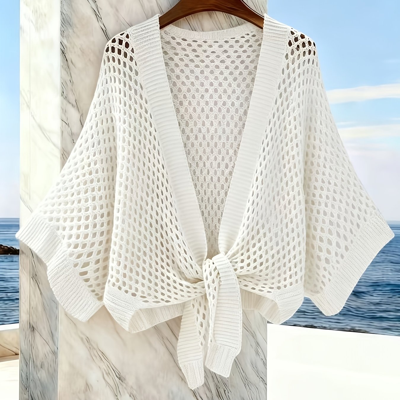 TEMU Women's Knitwear/women's Cardigan, Hollow V-neck Tie, Loose Fashionable, Multifunctional Sexy Women's Cardigan For Vacation And Leisure,
