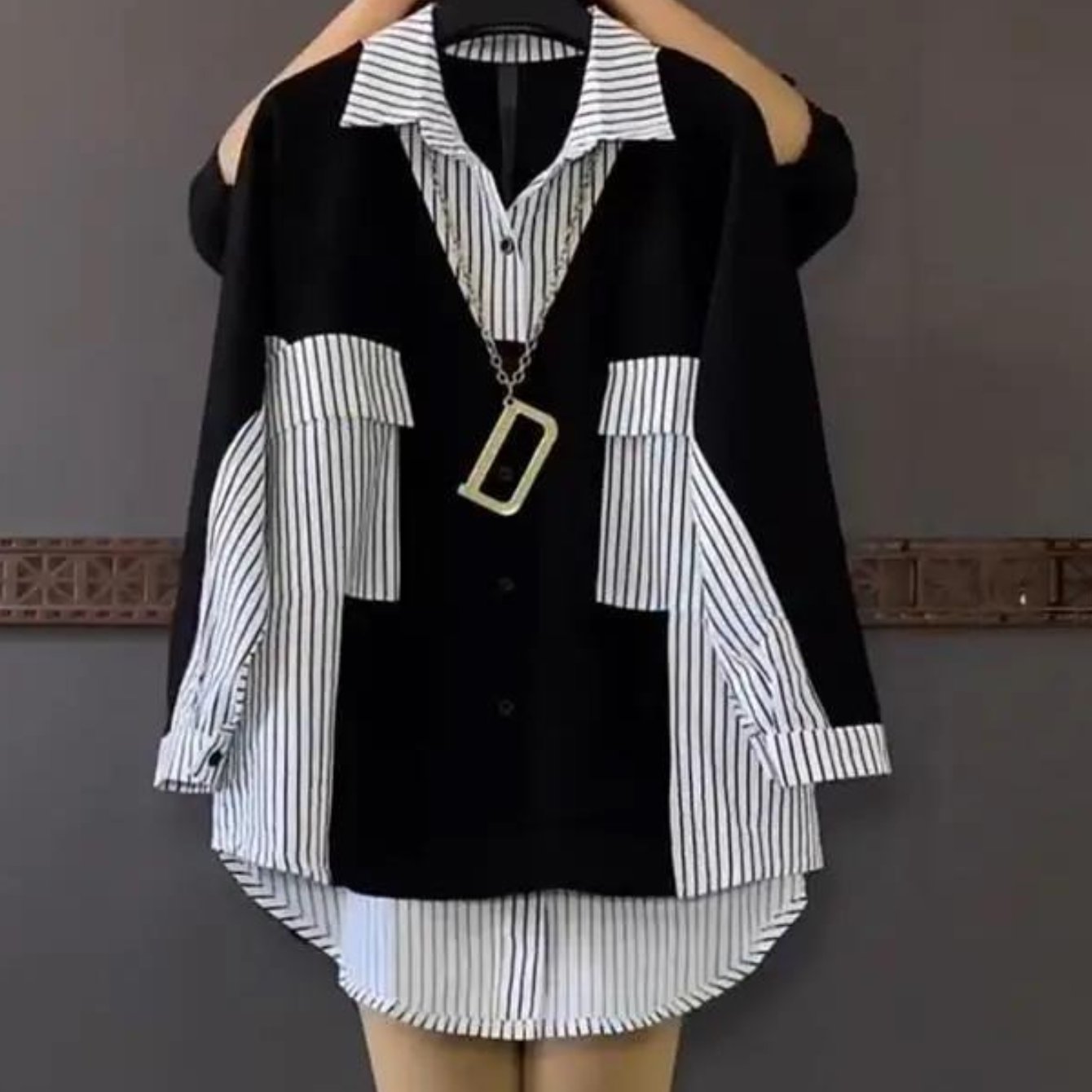 TEMU プラスサイズ、ゆったりフィットのミドル丈カラーブシャツ
