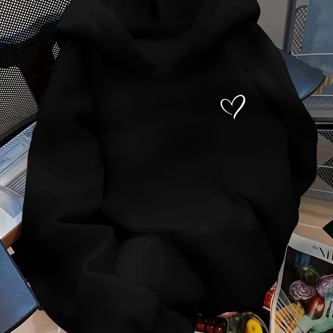 TEMU Nouveau sweat à capuche style Y2K américain automne-hiver pour homme, pièce unique, et polyvalent, avec joli motif imprimé cœur de pêche et cœur