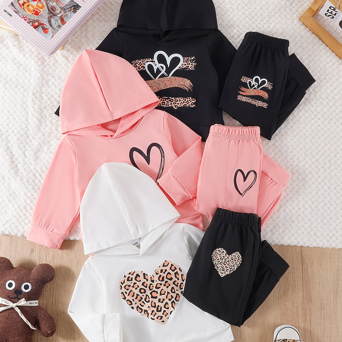 TEMU 6pcs Sweatsuits For Baby Girls, Trendy Oversize Hoodies Sweatshirts Fall Fashion Pullover Sweaters Winter Clothes, Baby Girl Clothes Fall Winter