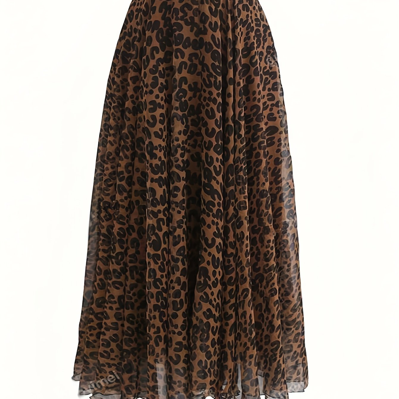 E-shop Damen Frühlings Sommer Leopardenmuster Stretch Taillen A-Linien Halbrock, Lässiger Urlaub