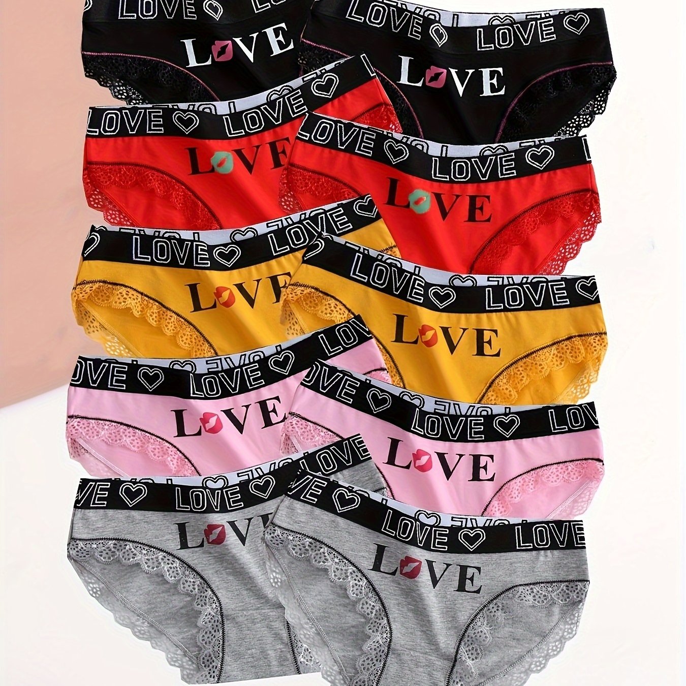 10-pack Alphabet Briefs | Comfortable And Breathable Women's Underwear With And Pattern