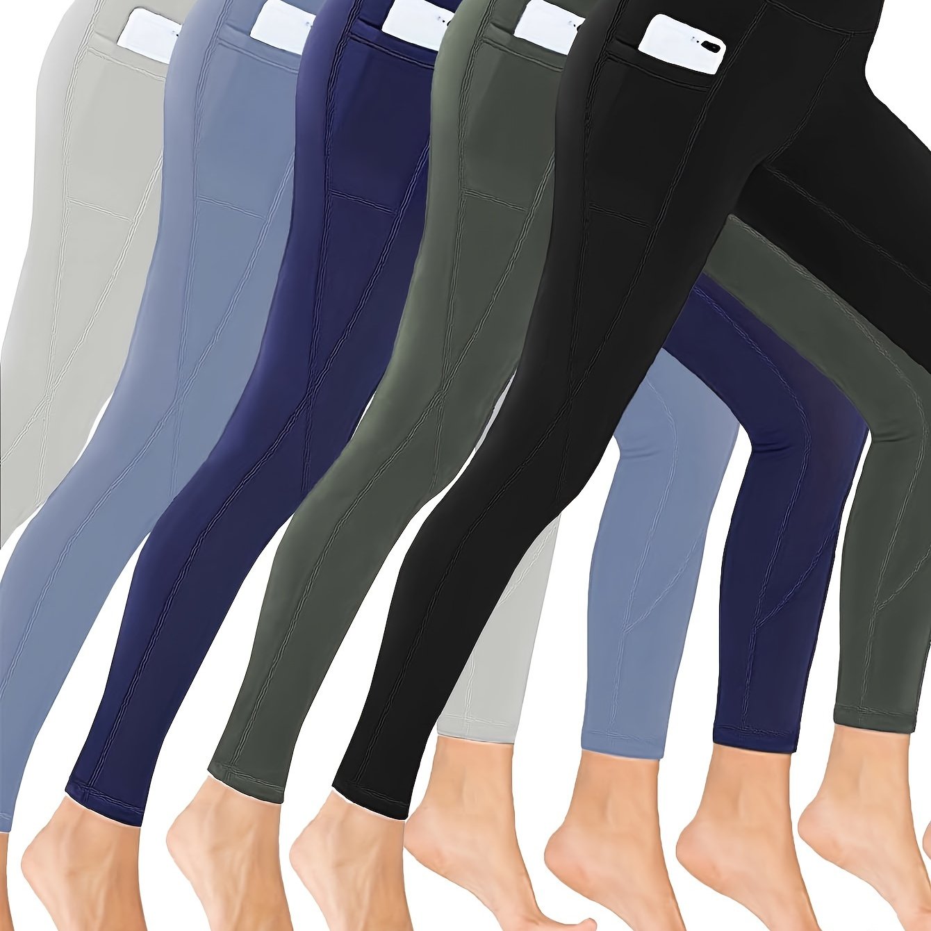 Plus Size Sports Leggings Set Women's Plus Solid High - Temu