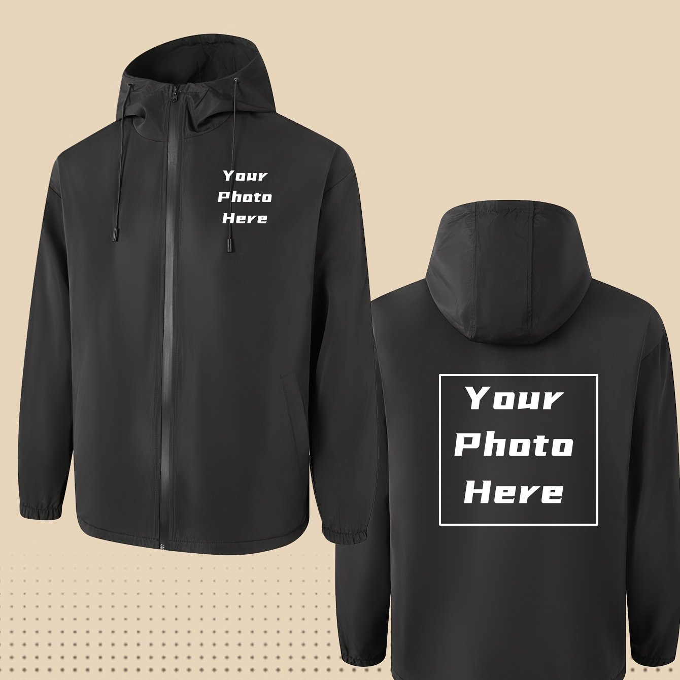 TEMU Men's Custom Fashion Hooded Jacket, Personalized Trench Coat Style, Comfortable, Gift, For Boyfriend/girlfriend/family, Unique Clothing, Team,