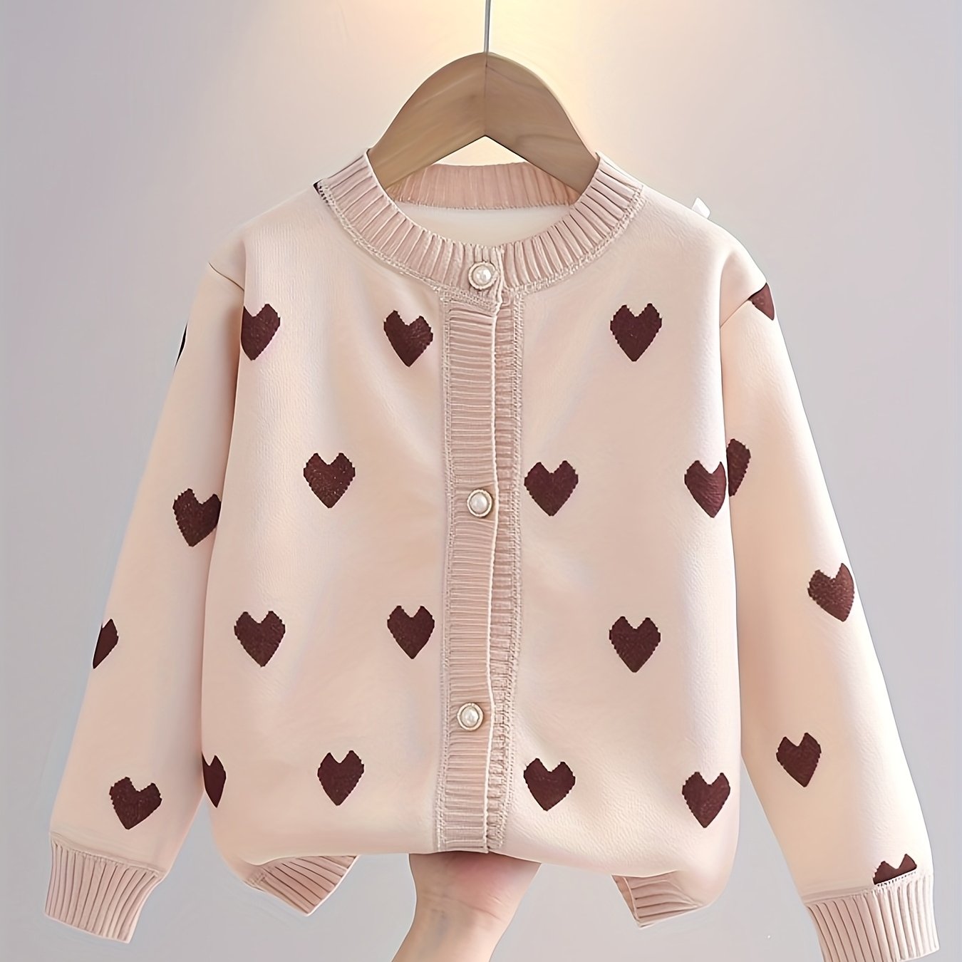 Image of Girls' Winter Fleece-lined Cardigan