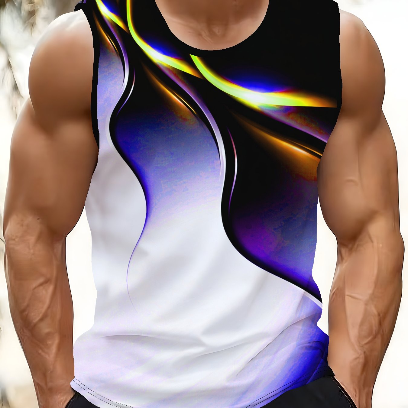 TEMU Men's Sleeveless Tank Top - 3d Print, Lightweight And Breathable Men's Shirt, Suitable For Casual Wear In , Machine Washable Regular Fit Tank -