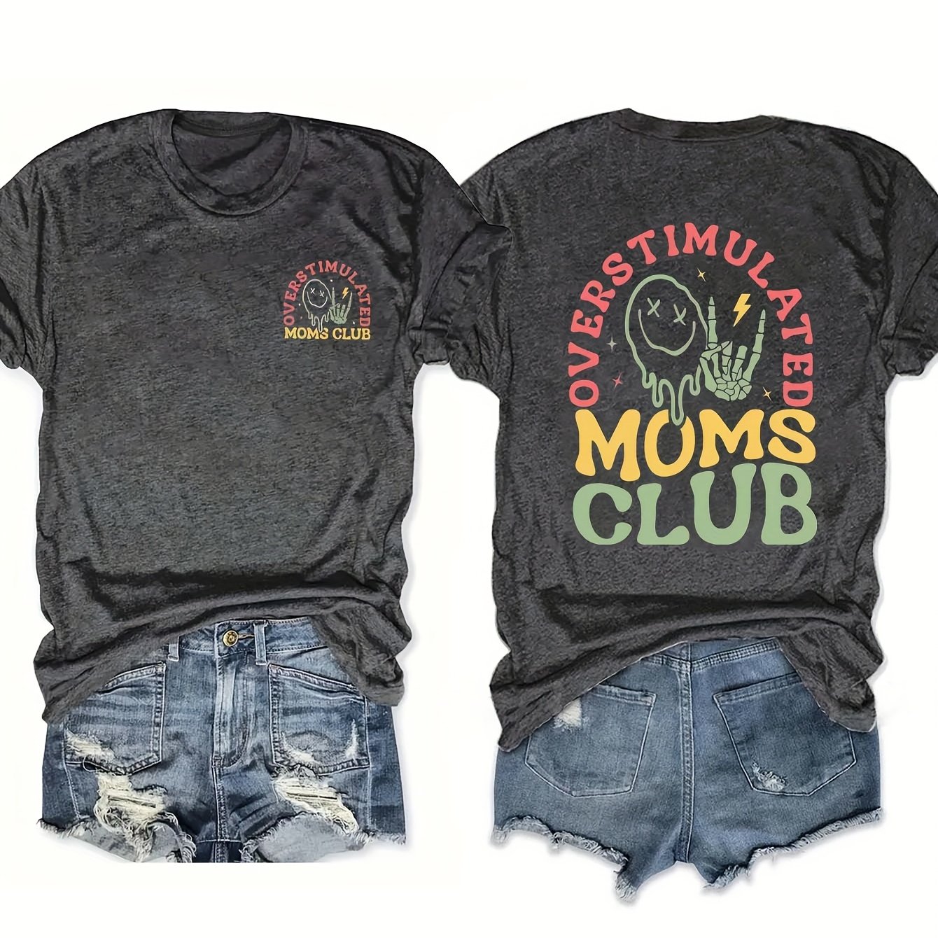 TEMU Plus Size - Plus Size - Graphic Print T-shirt For Plus Size Moms, Featuring Short Sleeves And A Round Neck, Perfect For Casual Wear And Summer,