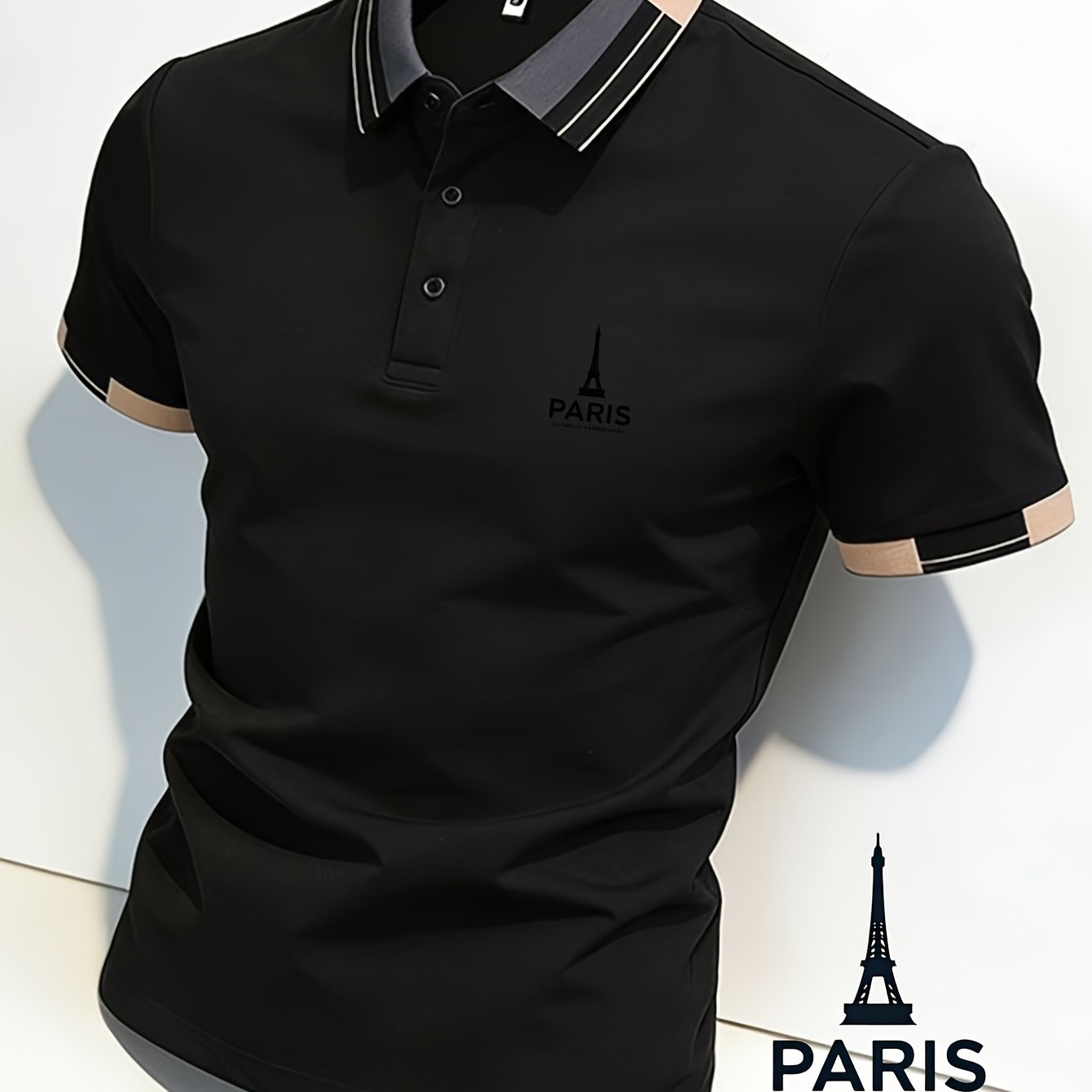 Image of Men's Paris - Themed Graphic T - Shirt: Soft And Comfortable Fabric, Ideal For Casual Wear. Features An And "paris" Print, A Touch Of Urban Charm To Look. Fashion - Menswear Top For Style