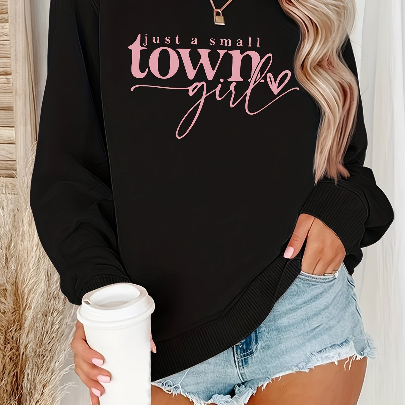 TEMU Sweatshirt décontracté à col ras du cou et manches longues pour femme, à imprimé lettres, mode Y, automne/hiver