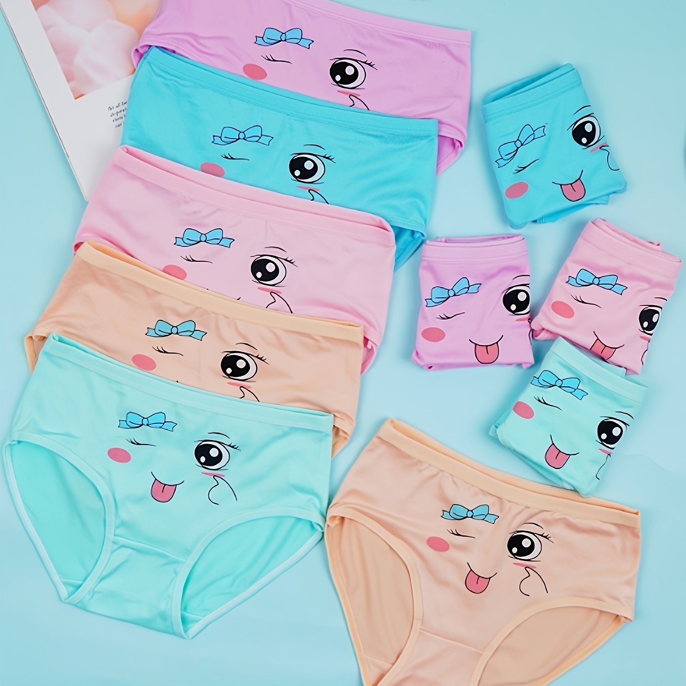 10pcs Girls' Underwear Set Cute Pattern Breathable Panties Soft Comfortable Girls' Underwear