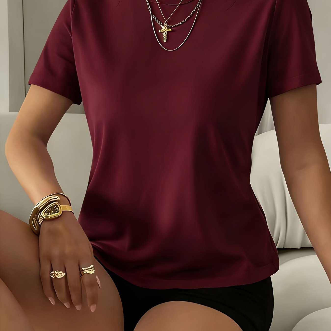 Women's 2026 Neck Basic Summer Short Sleeve T-shirt Top