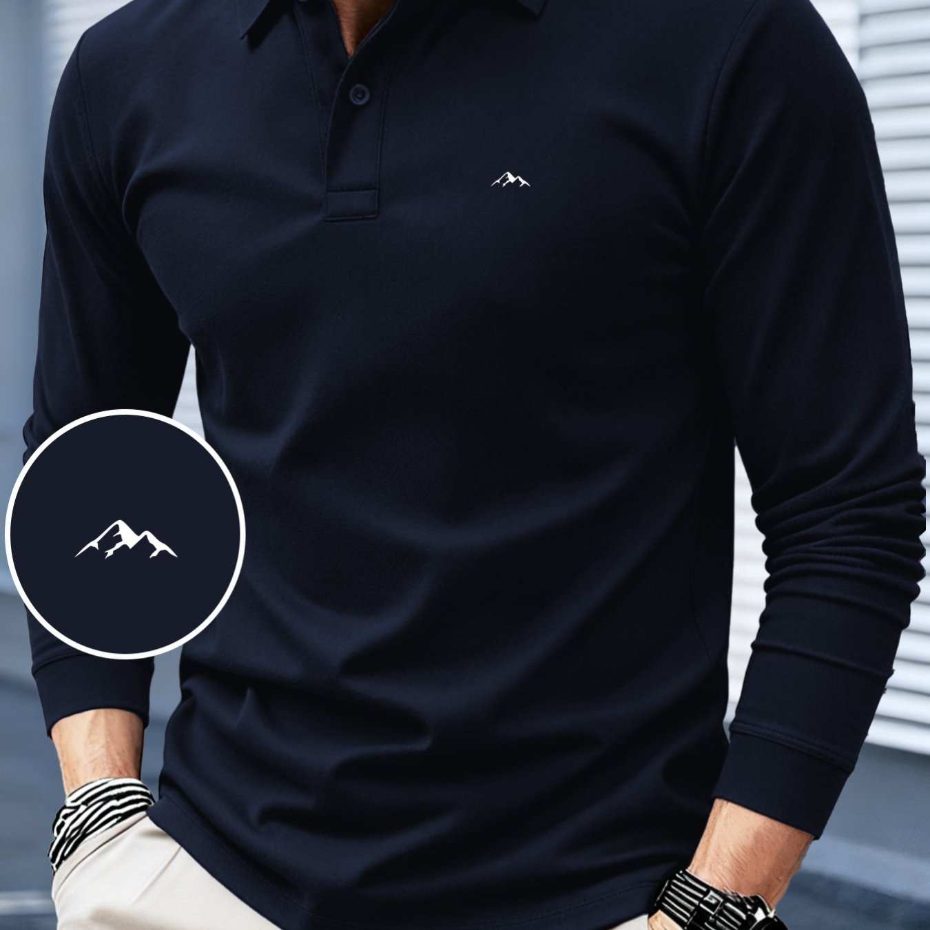 E-shop HC2-3459# Minimalistisches Mode-Musterdruck, Neues Herbst/Winter 2025 Langarm Polo Shirt, Kontrastfarben-Design, und High-End, Revers-Top,