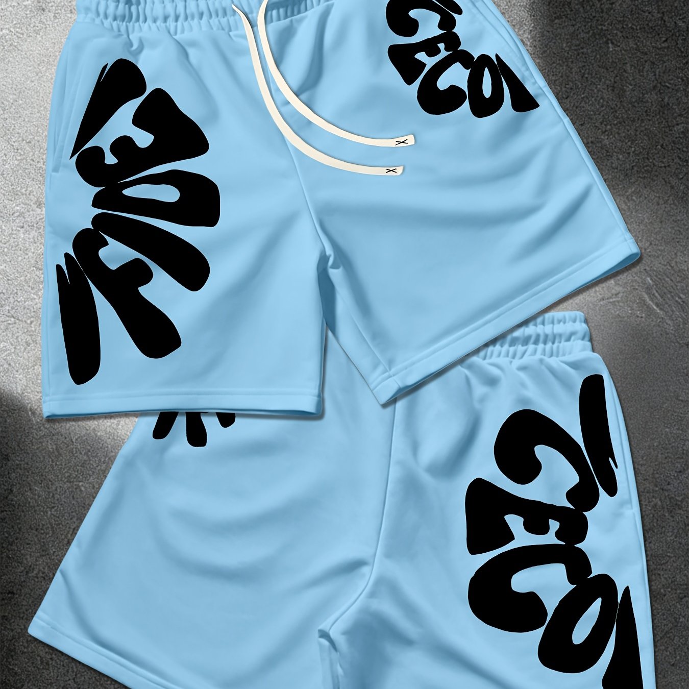 TEMU Men's Summer Drawstring Waist Printed Shorts, Versatile Casual Outdoor Travel Athletic Shorts