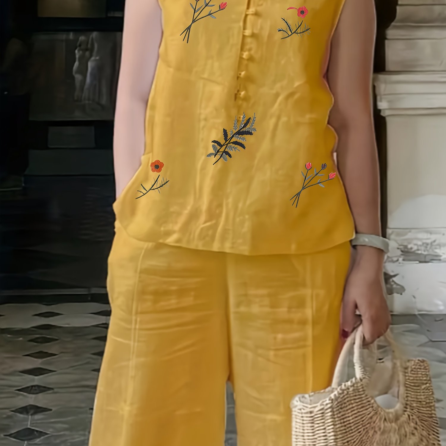 TEMU Chinese Style Embroidery Set Breathable Embroidered Suit