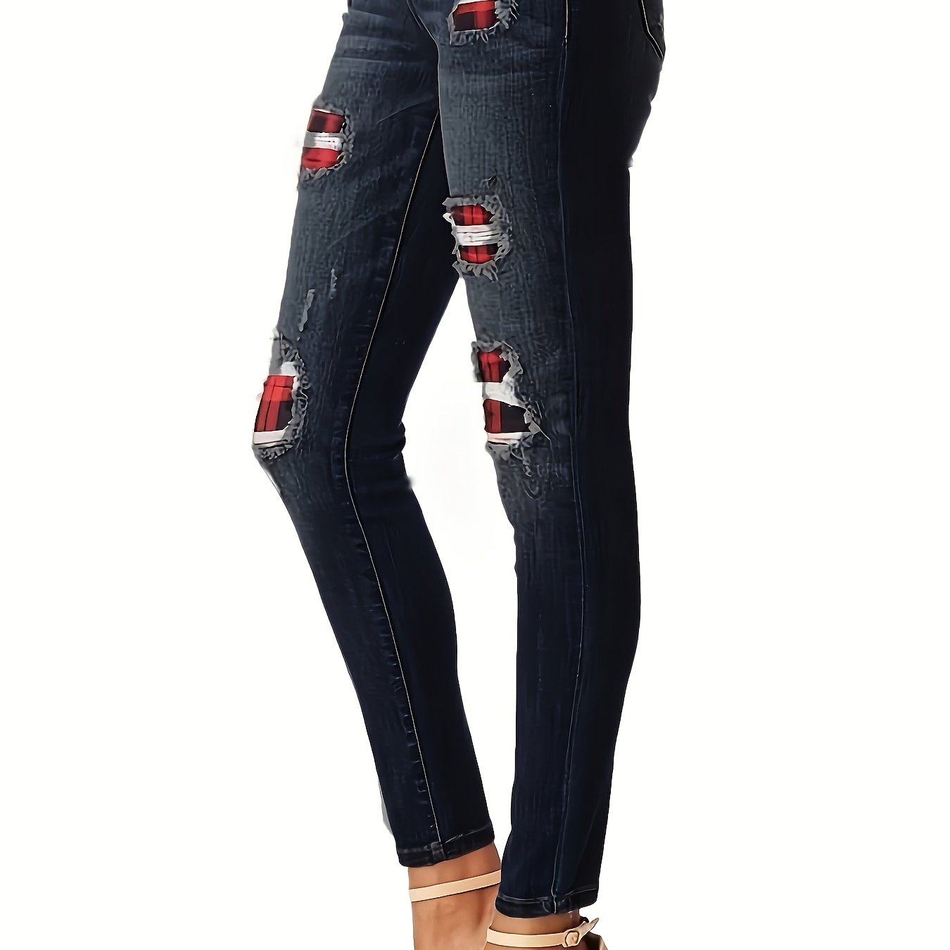 Stretch Ripped Ankle Jeans