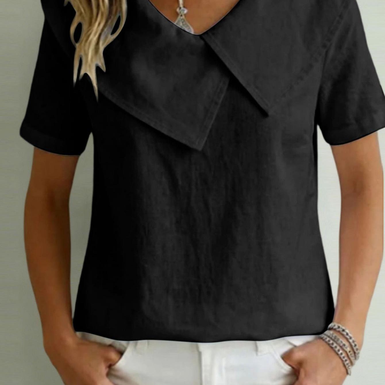 Women's Summer Tops 2026 Trendy V-neck Short Sleeve Blouse Casual Loose T-shirts Pullover Tunic Tops Dressy Casual Business Work Blouses