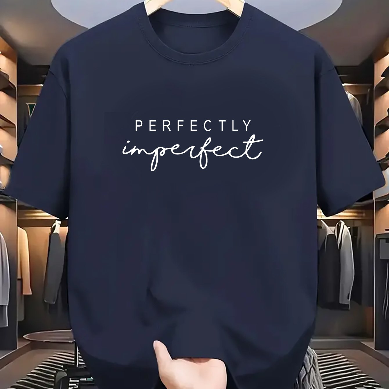 TEMU Men's Breathable Casual T-shirt With Geometric Print - Crew Neck, Short Sleeve, Polyester - Golf, Fitness & Running Training