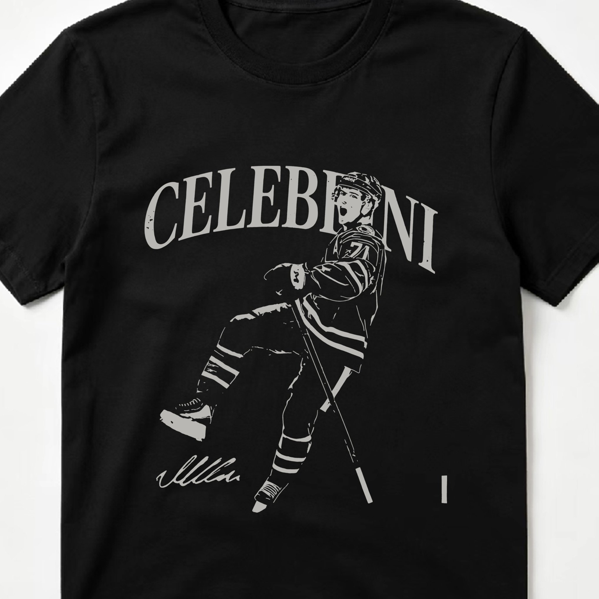 TEMU [Impression de lettres] T-shirt décontracté pour homme, motif de hockey Celebini, cadeau de style sportif d'été et d'automne