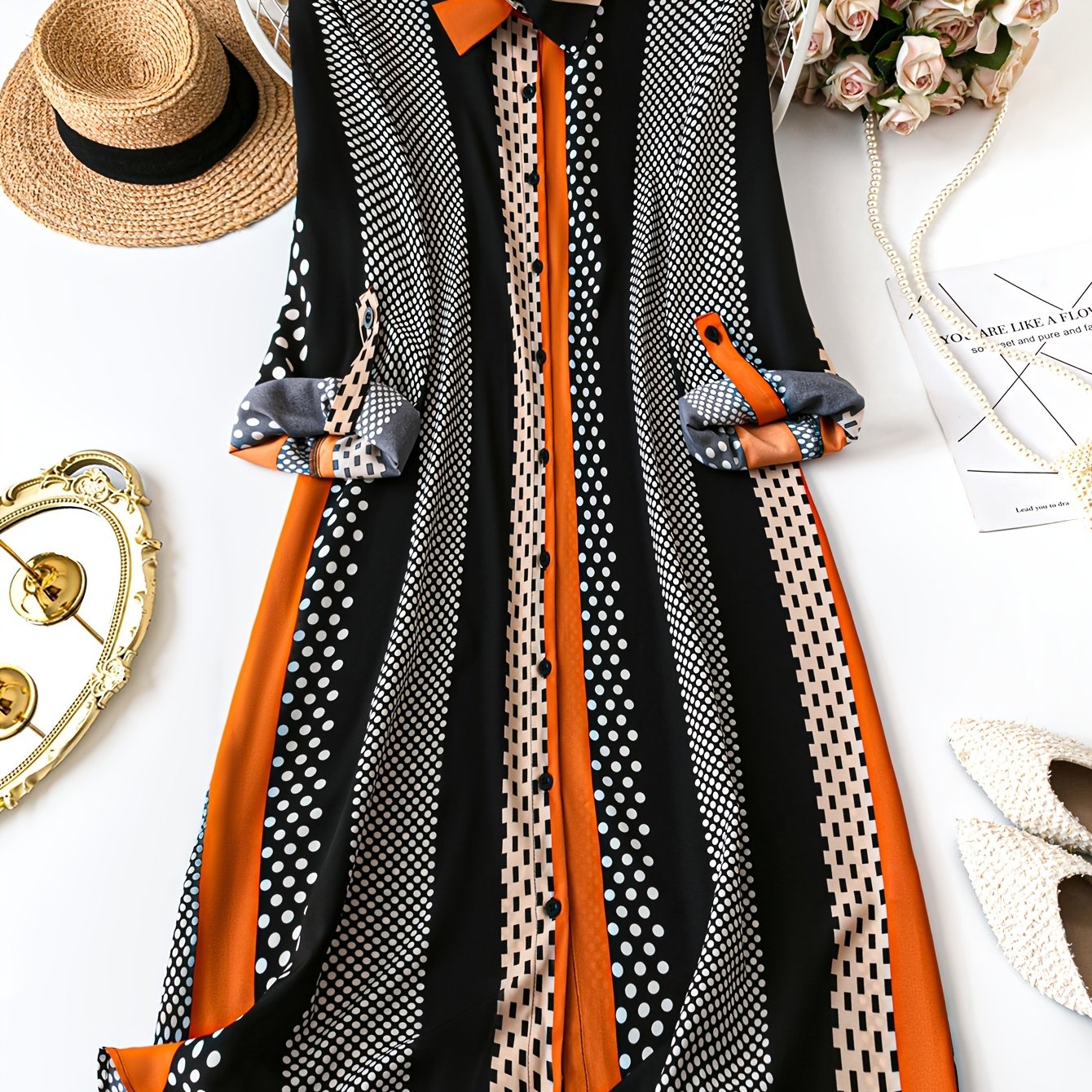 TEMU Plus Size, Plus Size Button- Printed Shirt