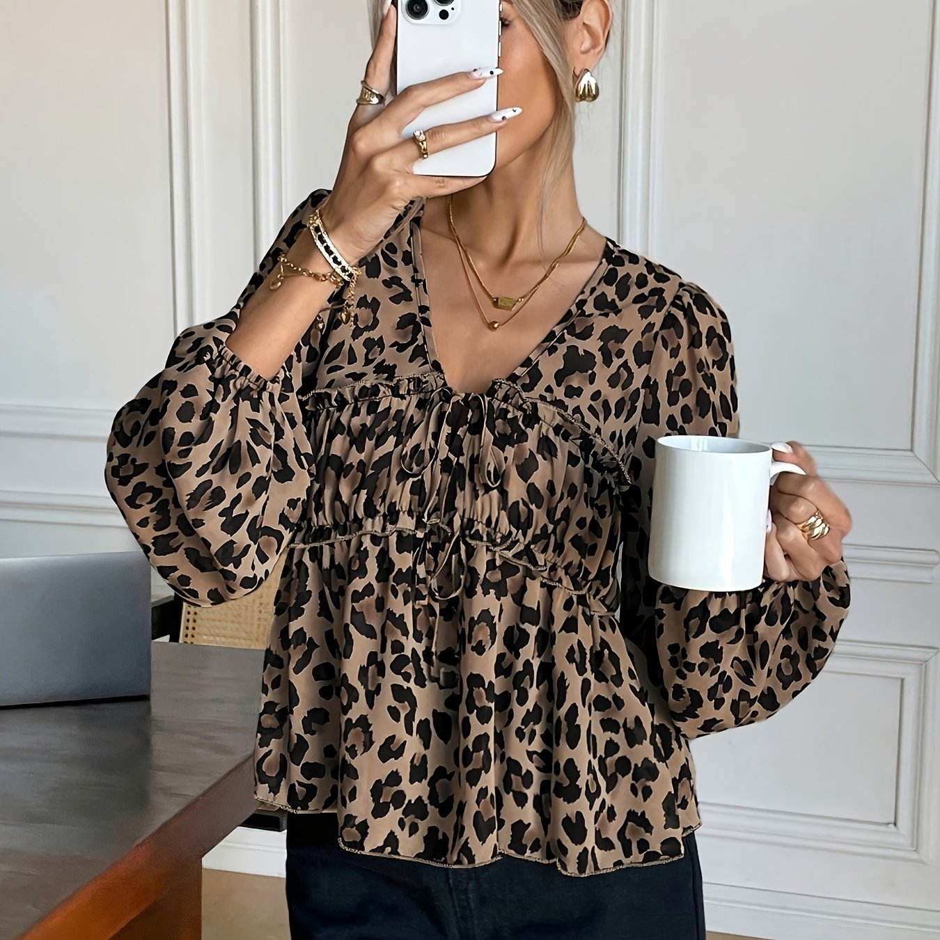 Ladies Leisure Zebra Print Long Sleeve Shirt (tied In Front) Elegant Specialty