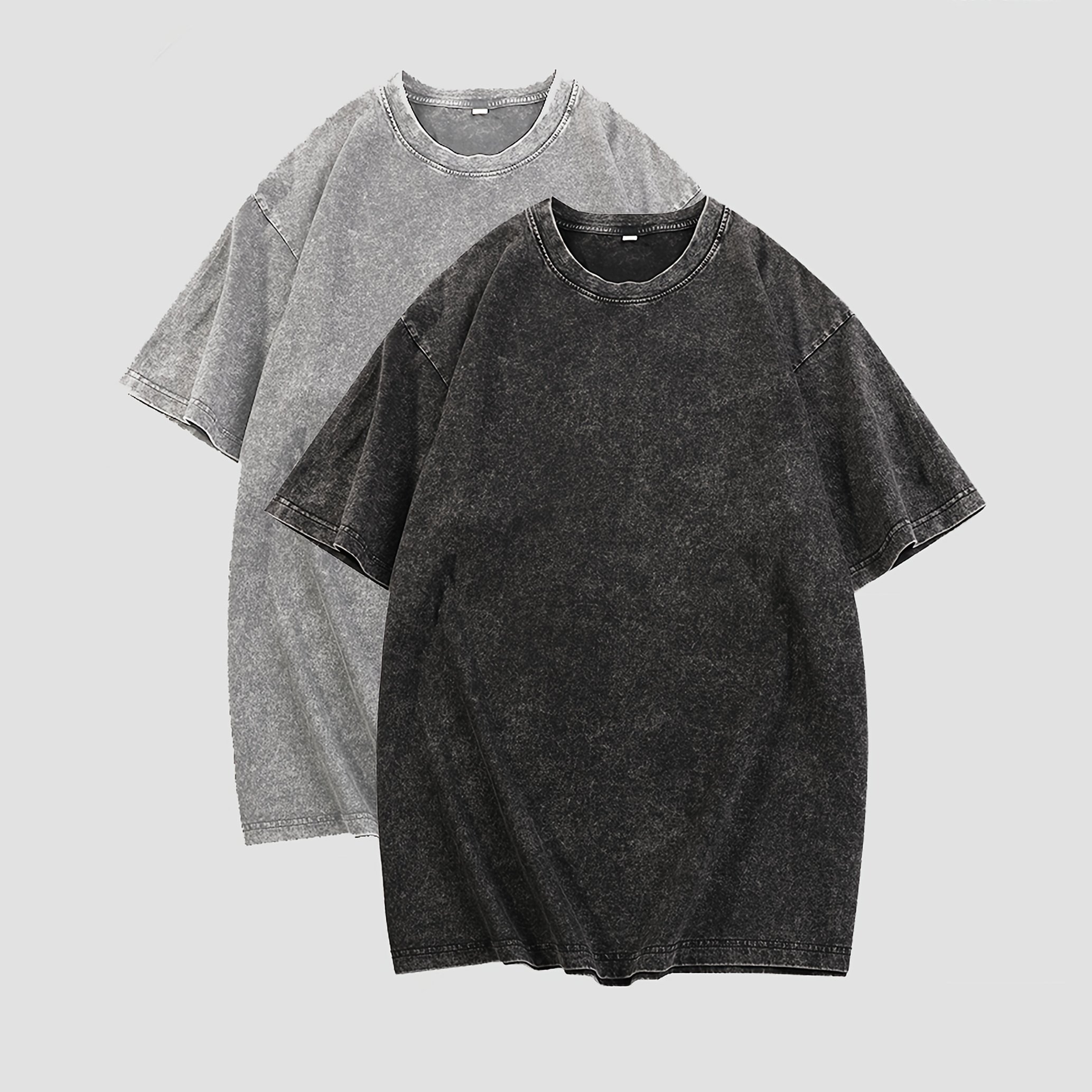 TEMU 2pcs Set, Cotton Loose-fitting Retro Washed Top. And Casual T-shirt, Suitable As A Gift For Festivals. You Can To Your Boyfriend, Girlfriend, Or Family .